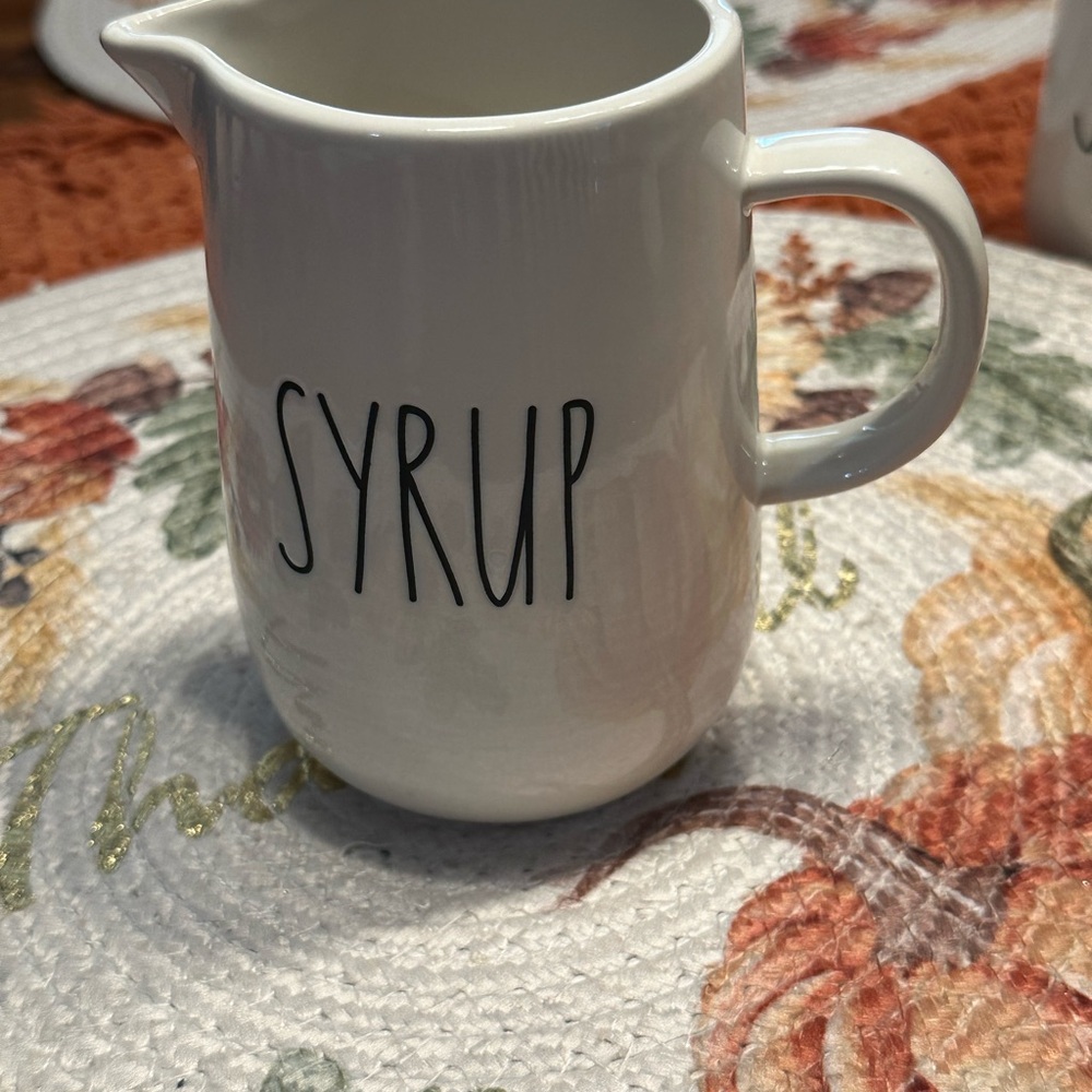 Rae Dunn White Ceramic Syrup Pitcher